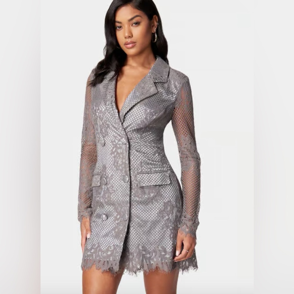 Bebe Lace Blazer Metallic Dress